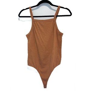 BP Ribbed Tan Tank Bodysuit M